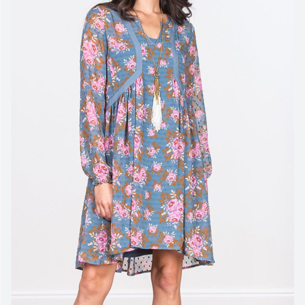 Matilda Jane Blue and Pink Floral Long Sleeve Dress